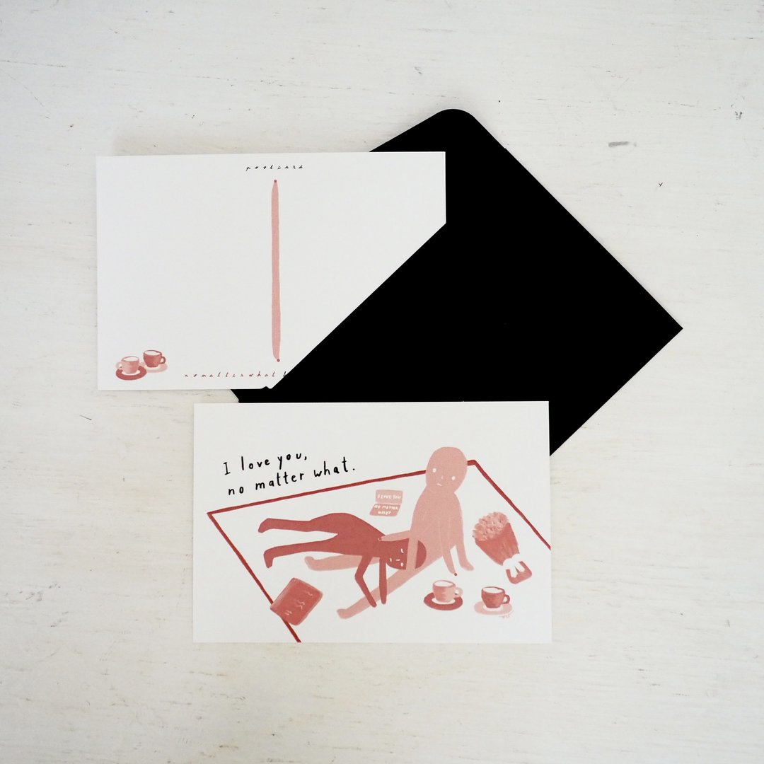 No matter what / postcard + envelope - 卡片/明信片 - 纸 粉红色