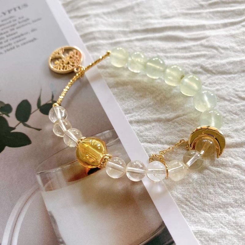 【Cinnamonmon 希娜梦梦】生命之树 | 葡萄石 黄水晶 事业招财 - 手链/手环 - 玻璃 