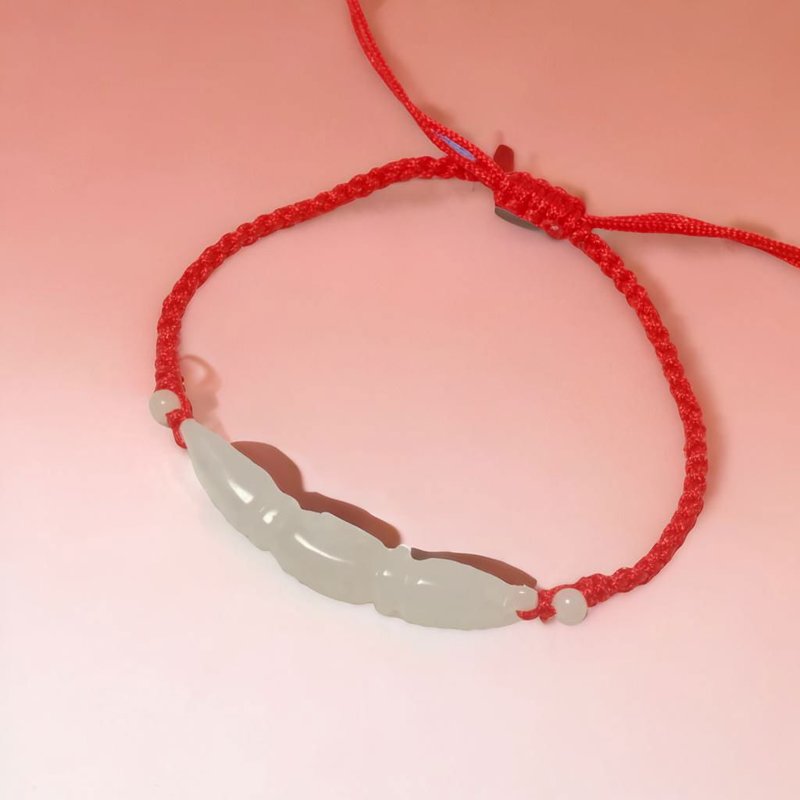 【愿·平安】冰种翡翠莲藕编织手链 | 天然缅甸玉A货翡翠 | 送礼 - 手链/手环 - 玉石 透明