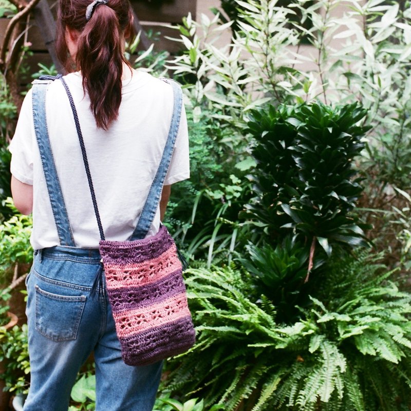 紫粉肩包 - 侧背包/斜挎包 - 棉．麻 