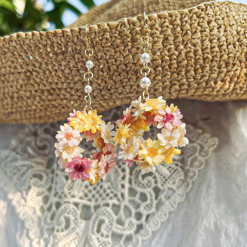 永生小花圈 小星花圈 耳环 earring UV 树脂 - 耳环/耳夹 - 其他材质 