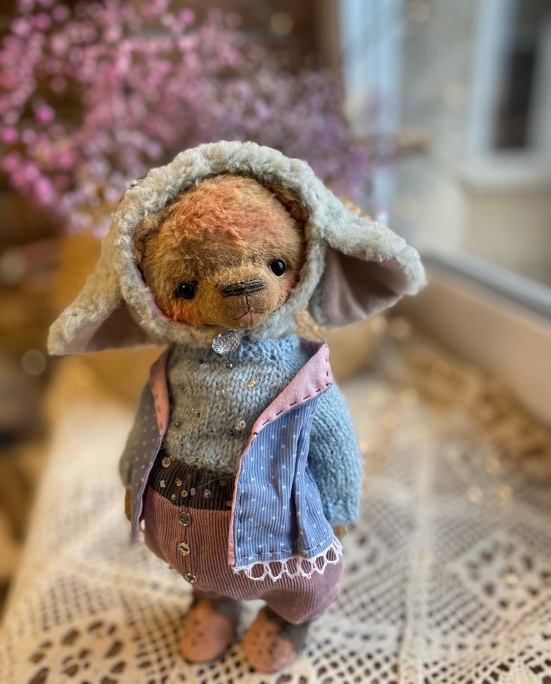 Artist stuffed cute teddy bear, OOAK, plush bear, bear doll - 玩偶/公仔 - 其他金属 多色