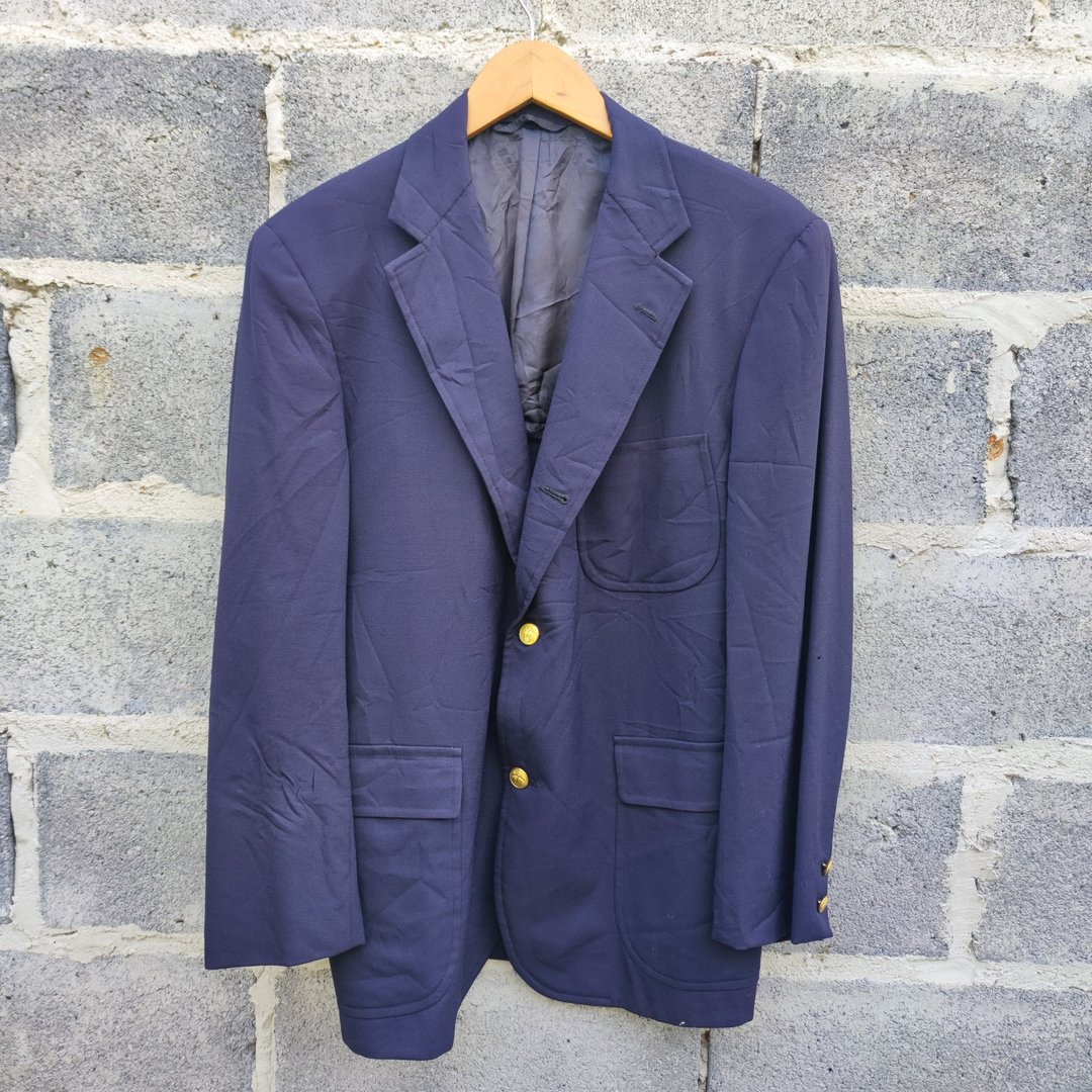 复古 Brooks Brothers 藏青金扣羊毛西装外套 - 女装西装外套/风衣 - 棉 蓝色