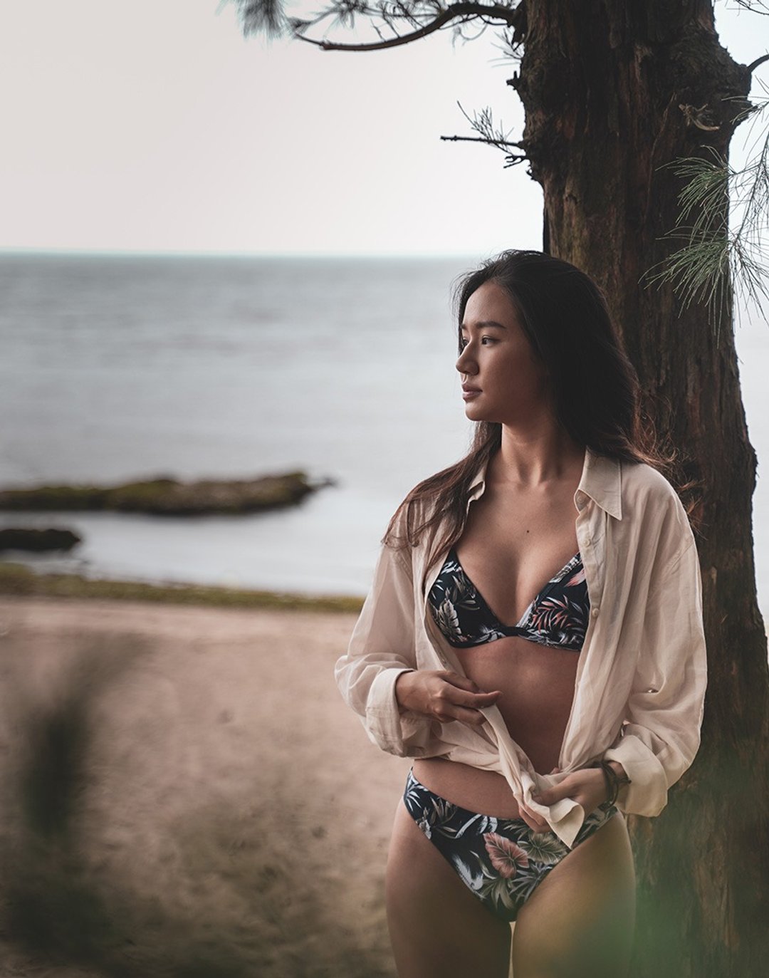 Haolang 仲夏之叶比基尼上衣/Bikni TOP - 女装泳衣/比基尼 - 聚酯纤维 