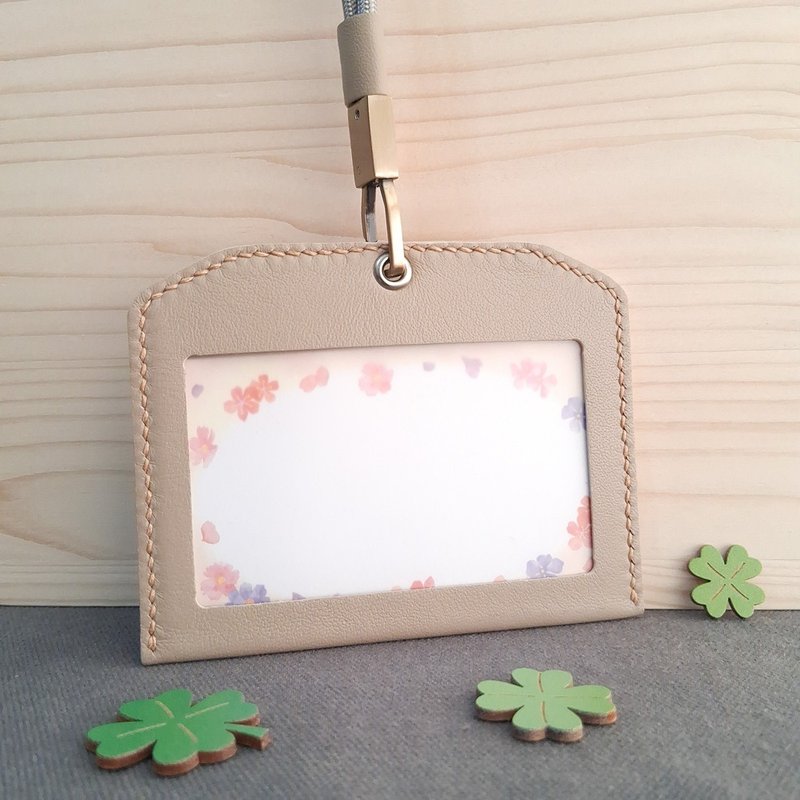 真皮卡套 / 手工订制质感 / 米灰色 - 证件套/卡套 - 真皮 