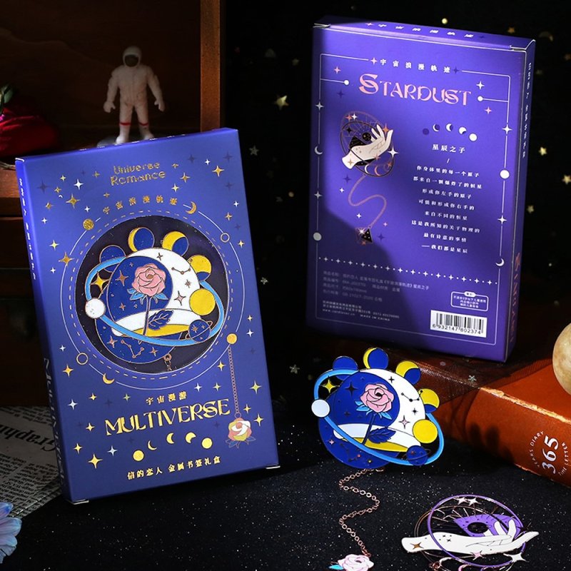 金属书签 宇宙浪漫轨迹 创意 玫瑰 星辰 蝴蝶 - 书签 - 其他金属 