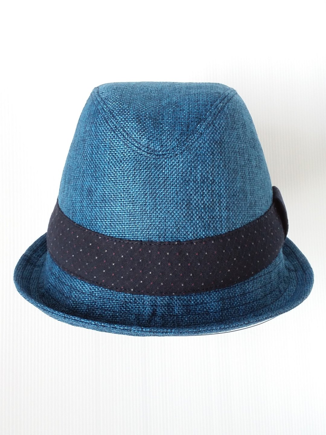 藏青色棉麻绅士帽(Fedora Hat) - 帽子 - 棉．麻 蓝色