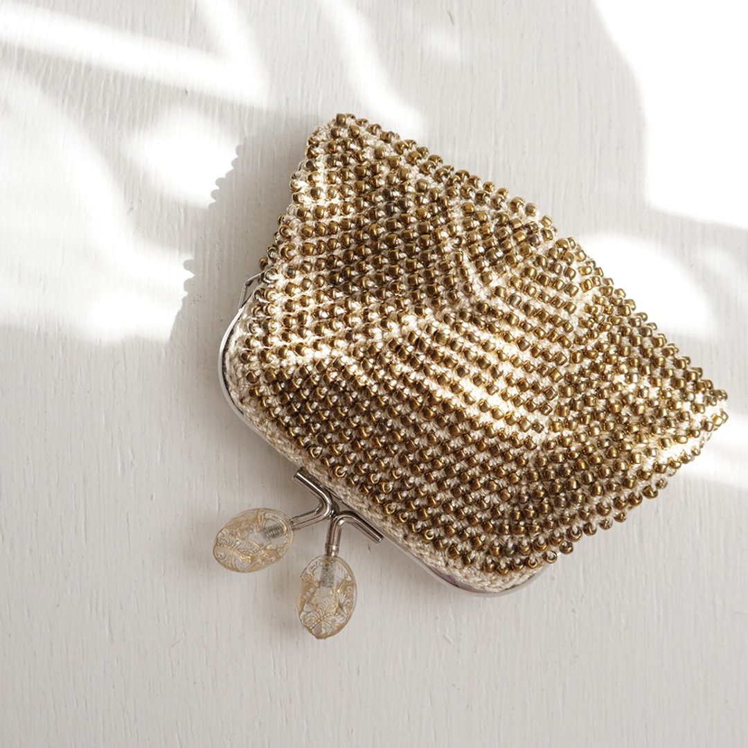 Ba-ba handmade Beads crochet square coinpurse No.1742 - 零钱包 - 其他材质 金色