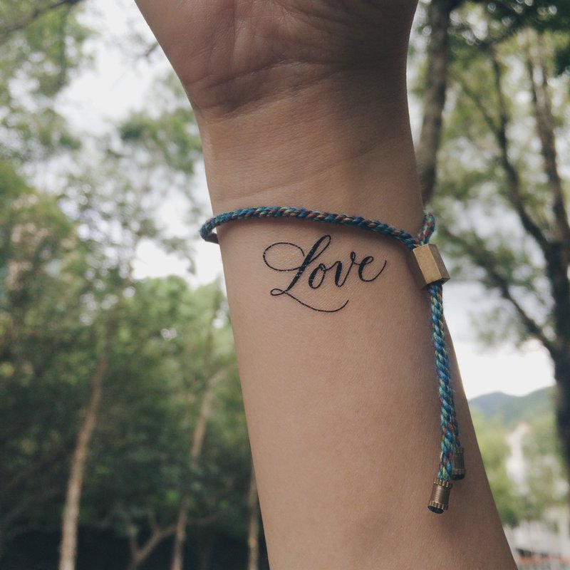cottontatt Love 手写书法 纹身贴纸 - 纹身贴 - 其他材质 黑色