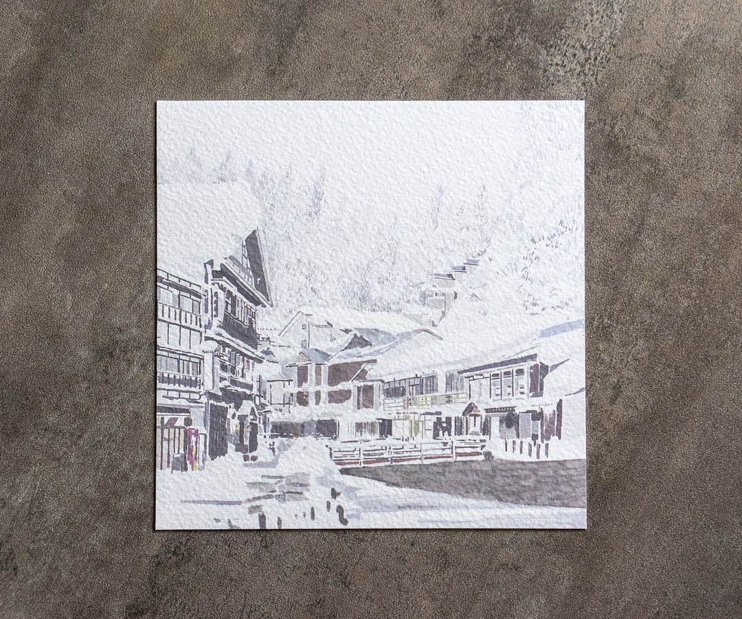 【银山温泉】世界风景 数位版画 - 海报/装饰画/版画 - 纸 白色