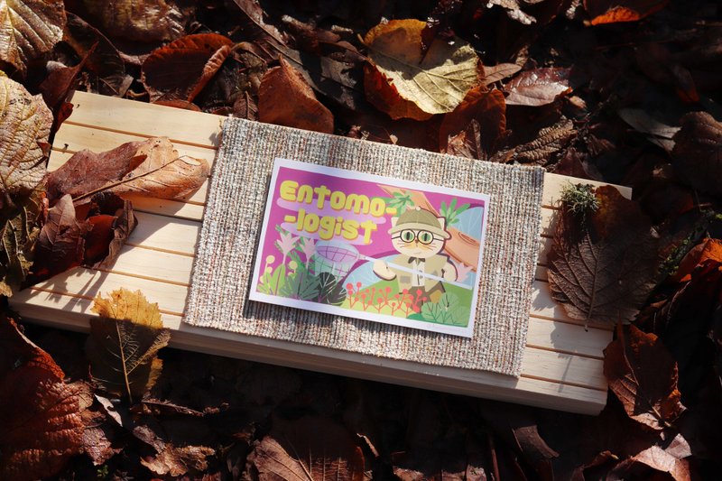 猫咪职业系列－昆虫学家 - 卡片/明信片 - 纸 白色