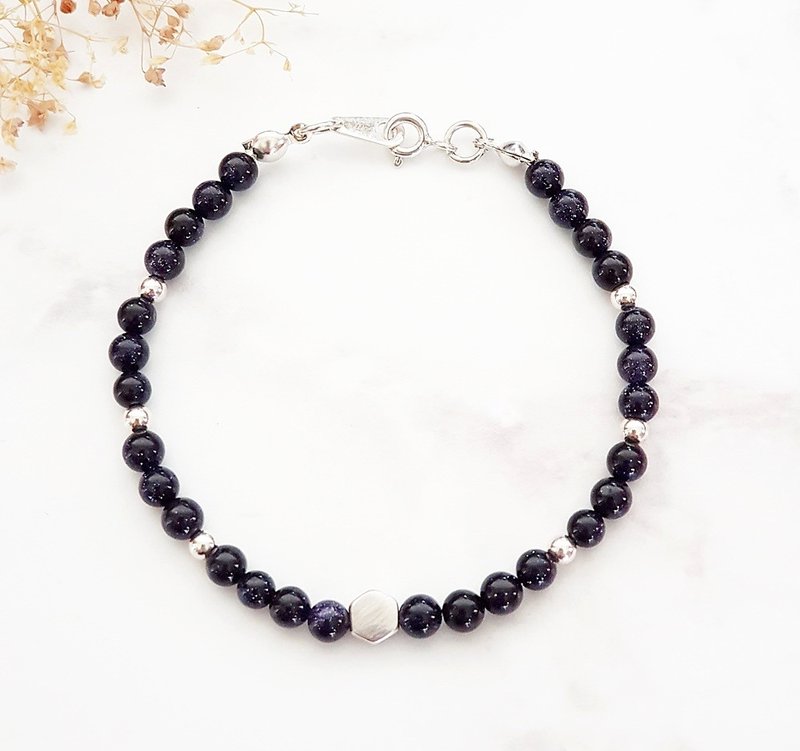 开运能量系列-工作能量 蓝砂石 925 纯银 手链 手创 几何 定制化  - 手链/手环 - 宝石 蓝色