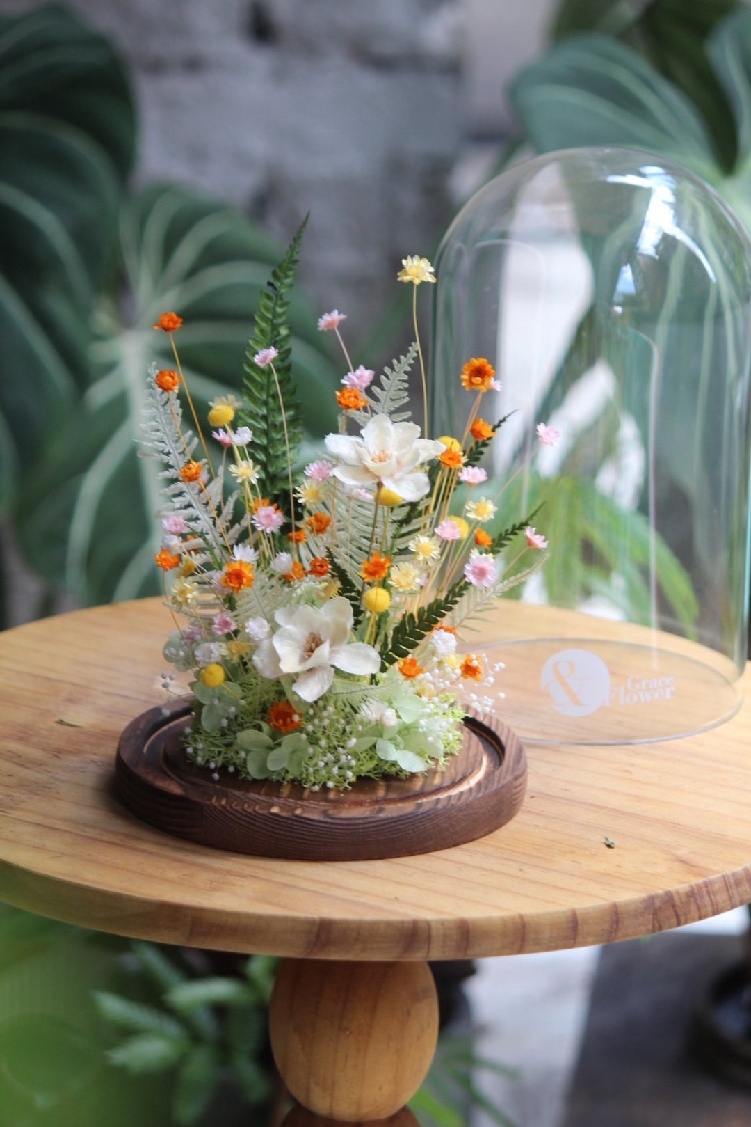 快乐的小花园玻璃花盅 - 干燥花/捧花 - 植物．花 黄色