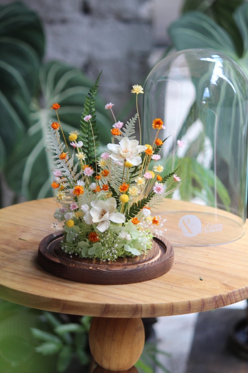 快乐的小花园玻璃花盅 - 干燥花/捧花 - 植物．花 黄色