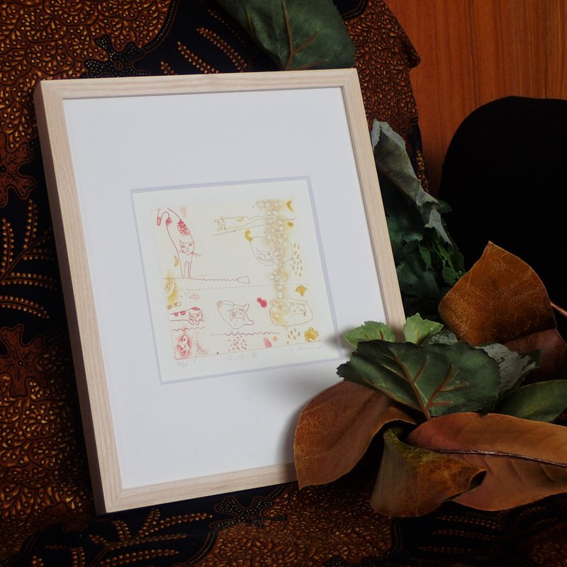 Copper engraving [Where the wind blows] Framed ganpi printing - 海报/装饰画/版画 - 纸 黄色