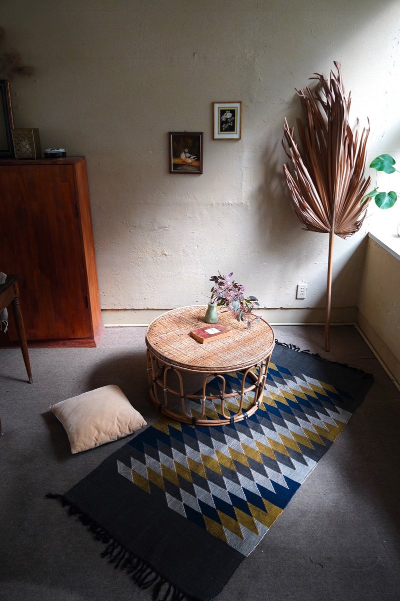 岩矿//天然手拈厚棉植物染手织纹饰/墙毯/地毯/地垫岩矿 - 地垫/地毯 - 棉．麻 卡其色