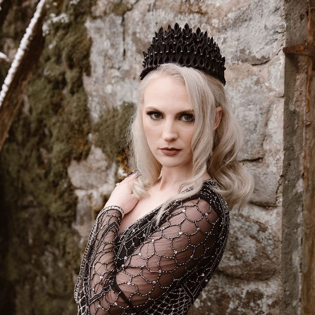 Gothic headpiece Black wedding bridal bride crown Spike tiara Dark queen Fantasy - 发饰 - 丝．绢 黑色