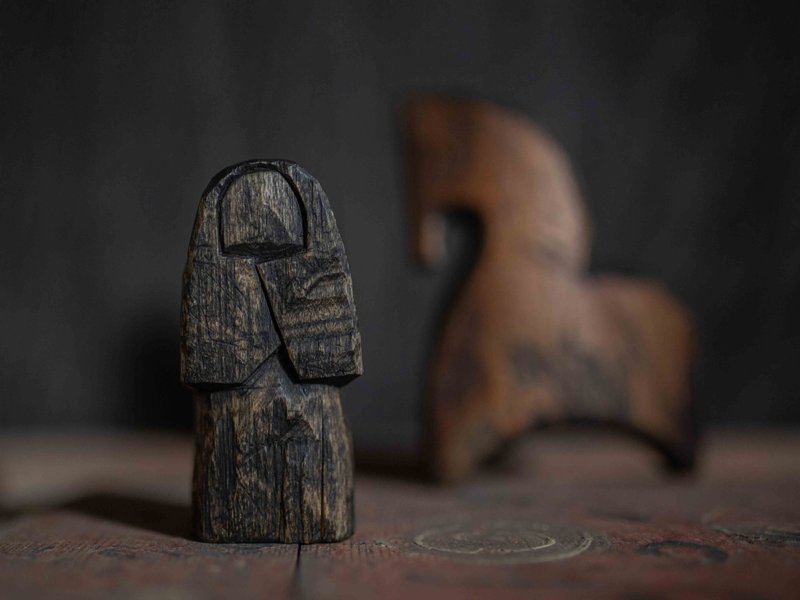 木芥子异教祭坛娃娃 木制女神雕像 异教 女性雕刻小偶 - 玩偶/公仔 - 木头 咖啡色