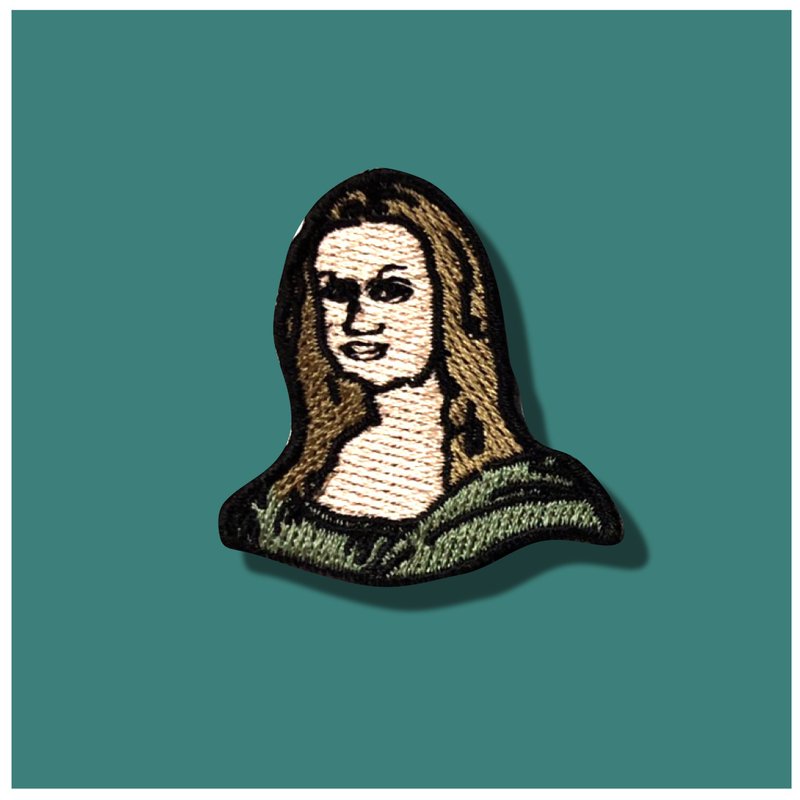 Mona lisa portrait iron on patch leonardo da vinci green pack - 徽章/别针 - 绣线 绿色