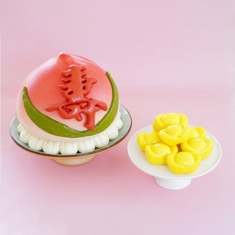 美姬馒头 6寸寿字金元宝鲜乳子母大寿桃 一盒1入 - 其他 - 其他材质 红色