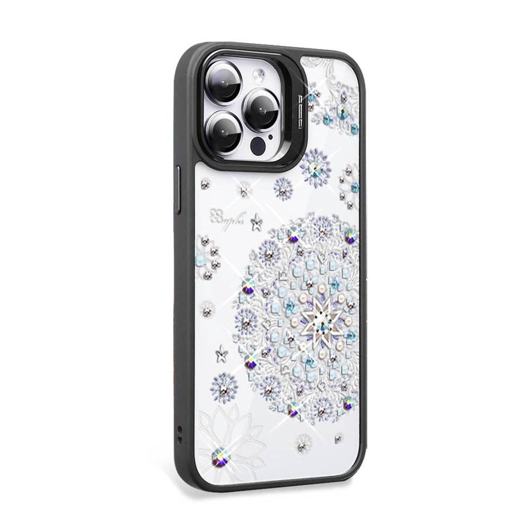 iPhone 15系列 防震双料隐形立架彩钻手机壳-天使心-黑框 - 手机壳/手机套 - 其他材质 多色