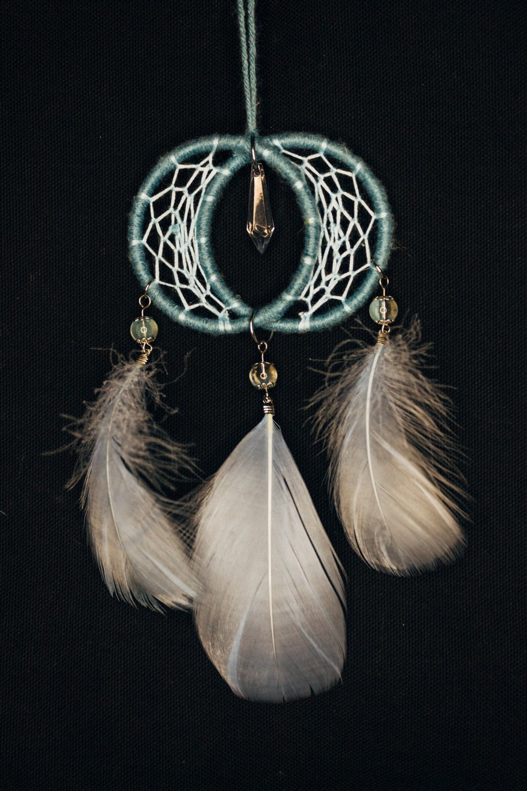 纯手工捕梦网 Handmade Dreamcatcher－【迷你月亮－蓝】 - 摆饰 - 棉 蓝色