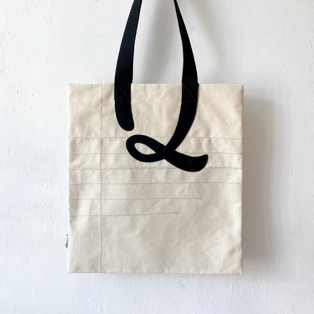 缝线单行簿, 厚帆布布袋, P, Q, 全人手制Tote Bag - 手提包/手提袋 - 其他材质 金色