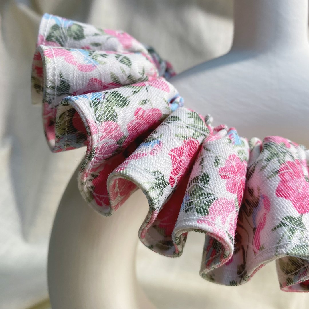 发裁手作。Facai Handmade 毛孩小丑领领巾_类蕾丝粉红花花 - 项圈/牵绳 - 棉 粉红色