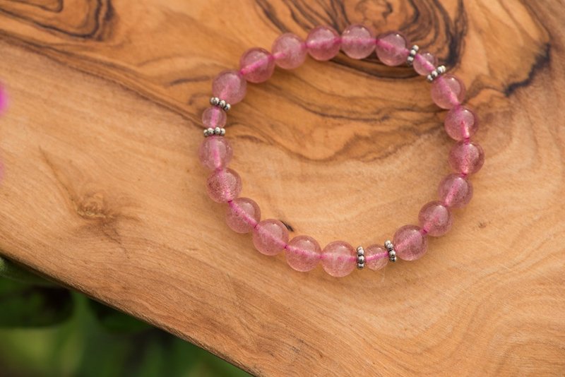 草莓晶系列 良缘 8mm草莓晶单层手链 - 手链/手环 - 半宝石 粉红色