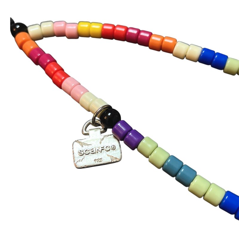 Rainbow phone charm - 925 silver tag - 挂绳/吊绳 - 其他材质 