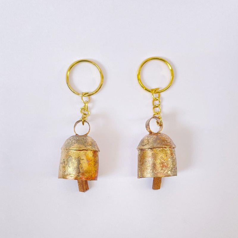复古黄铜风铁艺铃铛钥匙扣手工二件套装金属复古装饰品 - 钥匙链/钥匙包 - 其他材质 金色