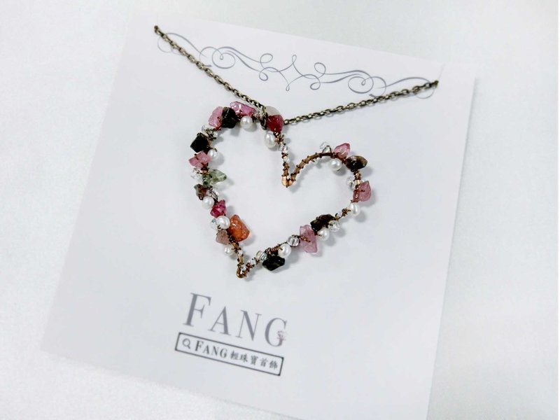 【飘心】碧玺珍珠 古董铜长项链 - 长链 - 宝石 多色