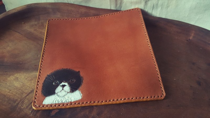 专属定制宠物猫咪纯牛皮鼠标垫 - 笔记本/手帐 - 真皮 橘色