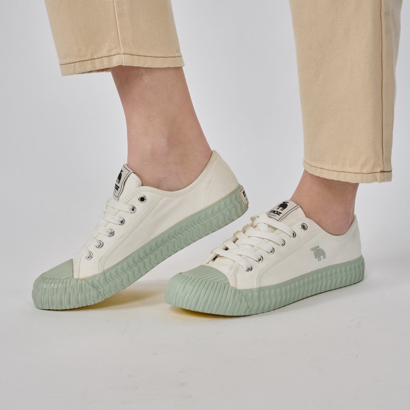 moz瑞典 驼鹿绑带式帆布并色饼干鞋(文青蓝) - 女款休闲鞋 - 棉．麻 蓝色