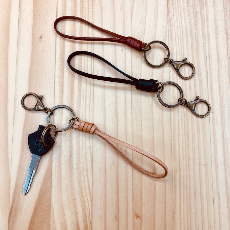 轻量牛皮钥匙圈/免费打印英文 - 钥匙链/钥匙包 - 真皮 卡其色