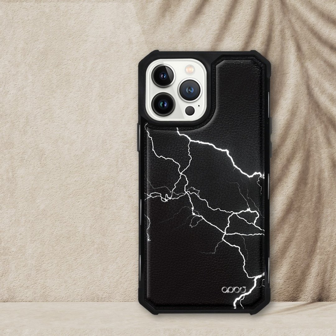 iPhone 13全系列军规防摔皮革磁吸手机壳-雷闪(黑壳) - 手机壳/手机套 - 其他材质 多色