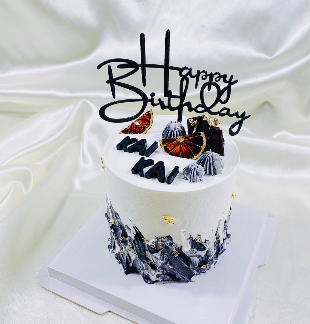 黑白极简 生日蛋糕 定制 造型  父亲节 男友款 4 6 8寸 宅配 - 蛋糕/甜点 - 新鲜食材 黑色