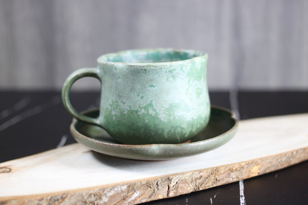 【品味生活】手作陶 咖啡杯盘组 一杯一盘 慢火雅风许庭嘉手作 - 咖啡杯/马克杯 - 陶 