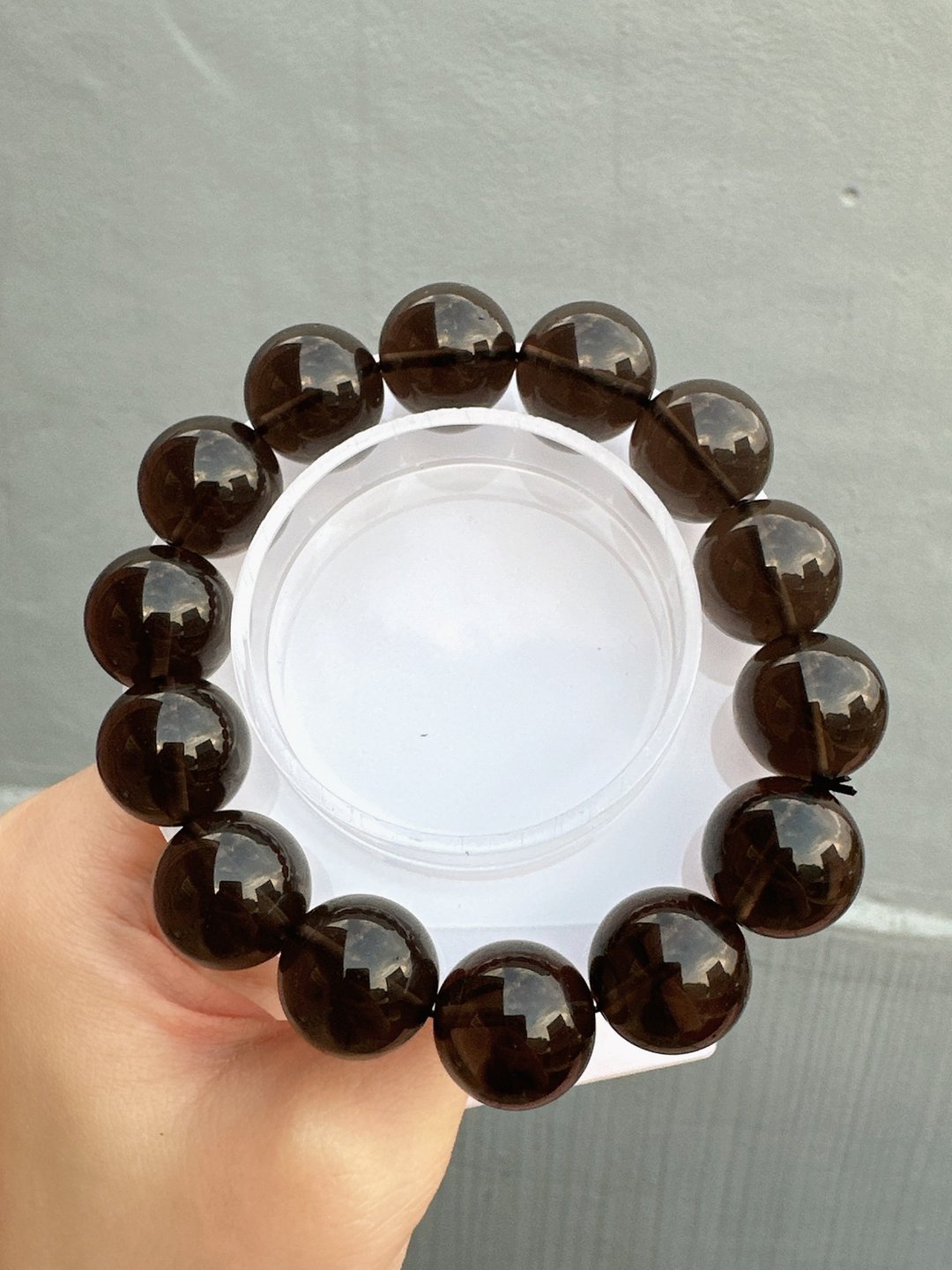 心忱 -大冰曜石手串 16mm - 手链/手环 - 水晶 咖啡色