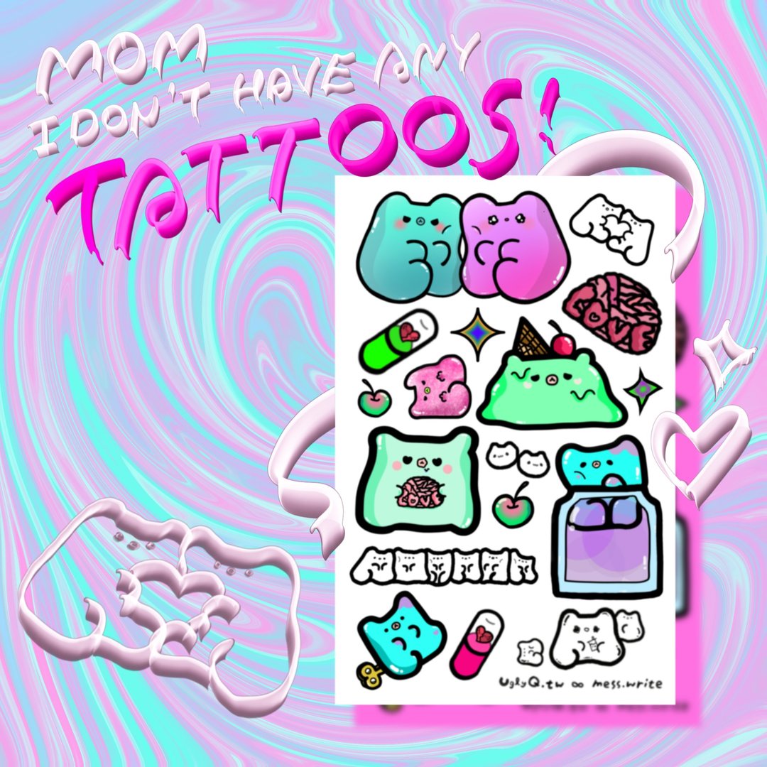 【妈妈我没有刺青】啵炸小熊纹身贴纸 - 贴纸 - 其他材质 