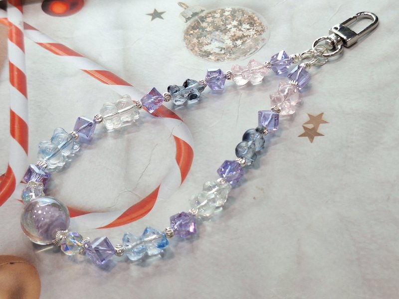 琉璃小熊/奥地利水晶/色变海蒂珠手机链 - 钥匙链/钥匙包 - 半宝石 