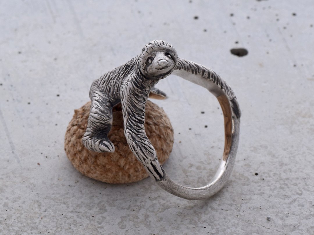 Sloth-Life Sloth Ring - 戒指 - 其他金属 银色