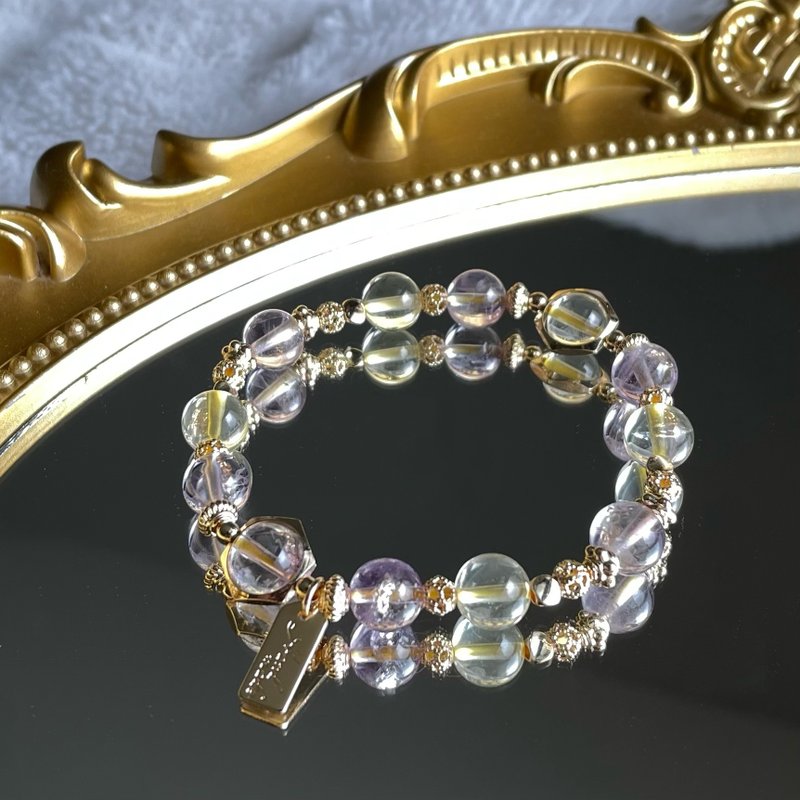 /夏绿蒂的玻璃罐/紫水晶|黄水晶|天然水晶|招财招贵人带来好运 - 手链/手环 - 水晶 黄色