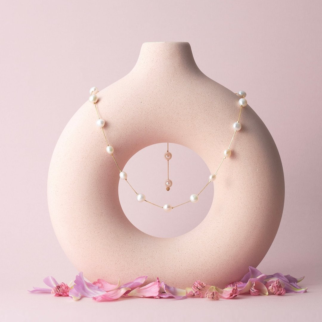 Mellow necklace -LATUA STELLA- 项链 珍珠项链 淡水珍珠 项链 女 手作 - 项链 - 珍珠 金色