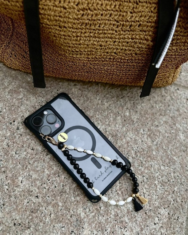 【MISIA】Phone Charm 天然水晶矿石手机吊饰-364黑玛瑙 - 吊饰 - 水晶 