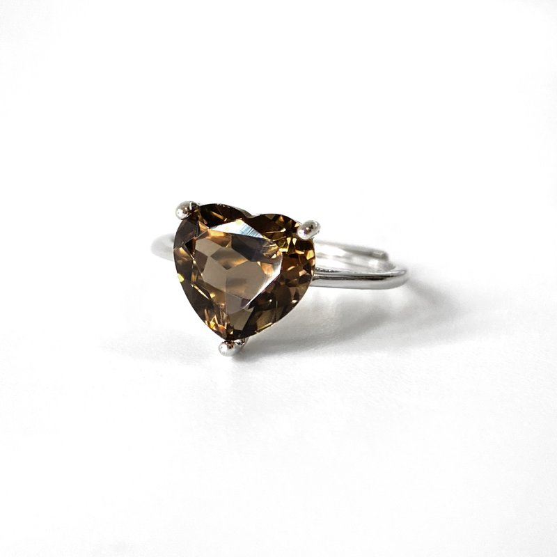 2件85折 | 茶晶纯银戒指 (~4.65ct 简约深邃美学 肉眼全净) - 戒指 - 纯银 