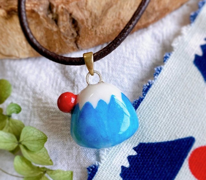 【扩香项链】经典蓝富士山-香水精油项链|手作陶艺 - 项链 - 瓷 蓝色