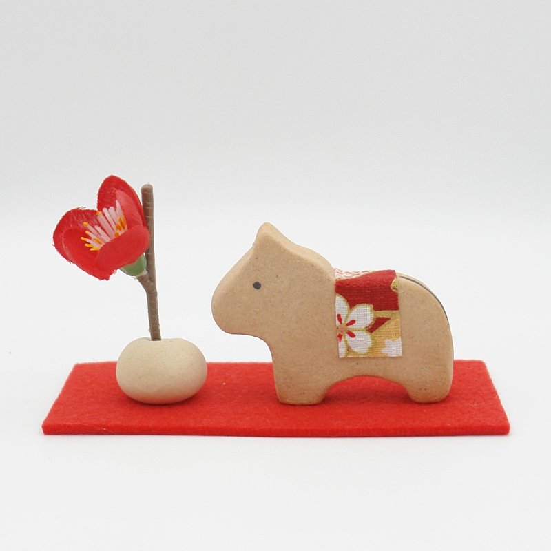 手作陶制 生肖摆饰 迷你尺寸 马年 | 开运招福 花瓶 装饰 - 摆饰 - 陶 咖啡色