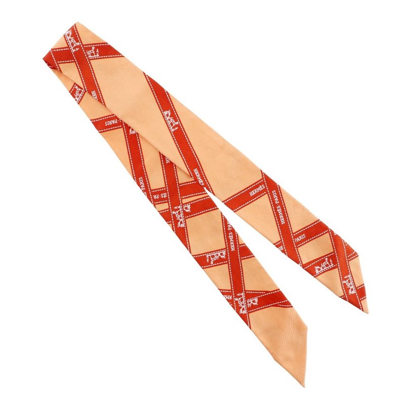 【日本直送】爱马仕 HERMES Twilly 丝巾 BOLDUC 缎带 丝绸 女仕【二手】 - 丝巾 - 丝．绢 橘色