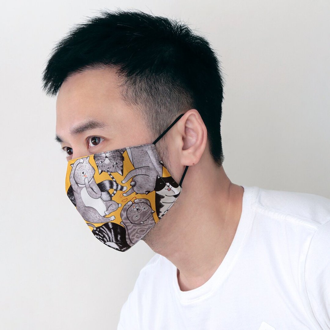 陪我喵喵。两用型立体口罩套 / 可置滤材 - 口罩 - 棉 橘色